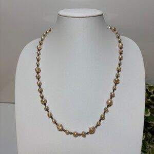 Faux Baroque Pearl Necklace Metal Chain 26 in Classic Fashion Jewelry